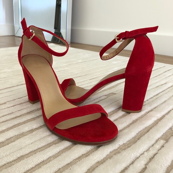STUART WEITZMAN CLASSIC SUEDE RED SANDALS👡👸🏻 - Picture 4 of 10